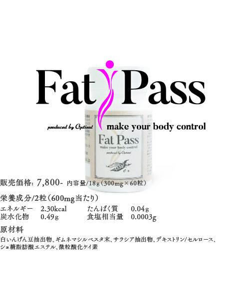 糖質ブロックサプリメント「Fat Pass」の成分表スマートフォン版